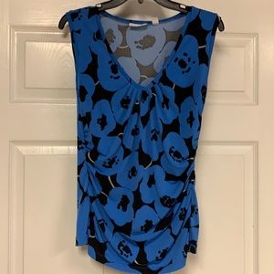 New York & Co blue/black flowered v neck tank